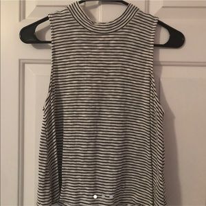 mock turtleneck striped tank top